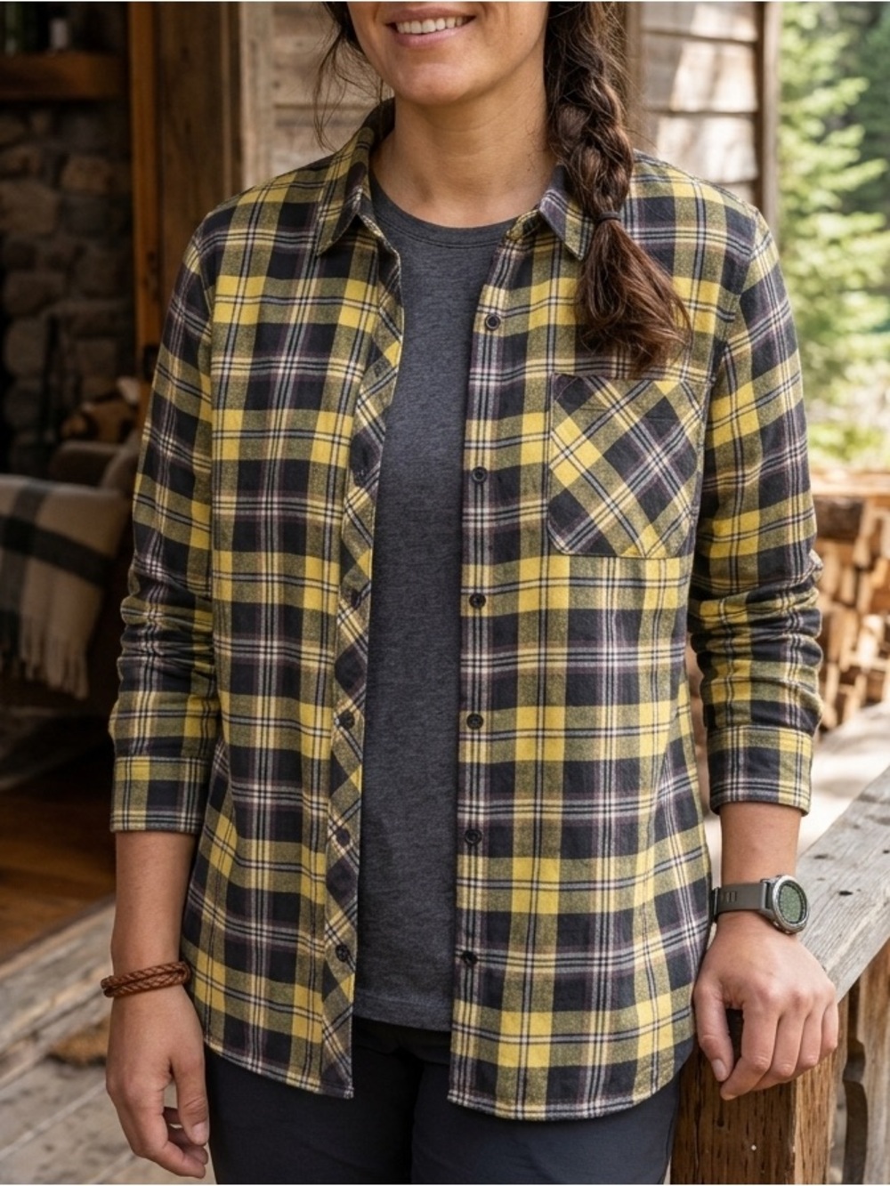 Eddie Bauer Flannel Plaid Button Down XL Holiday 2021 100% Cotton Butter Yellow